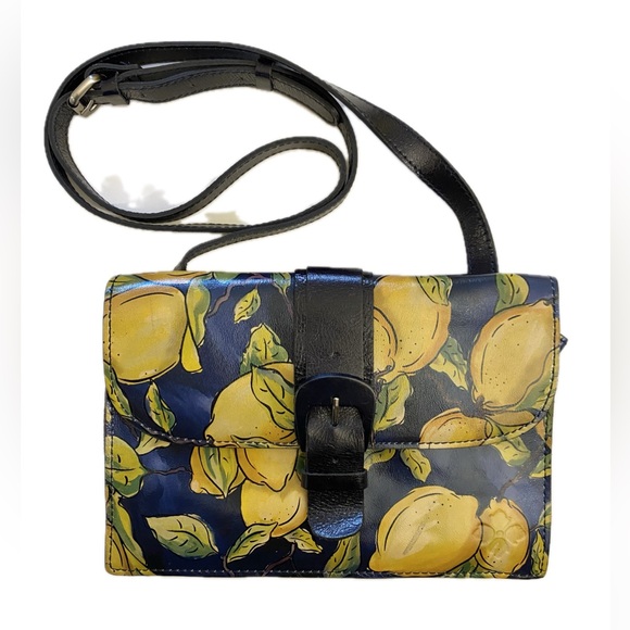 Patricia Nash Leather Crossbody Bag Purse Positano Limon Print (Lemon)